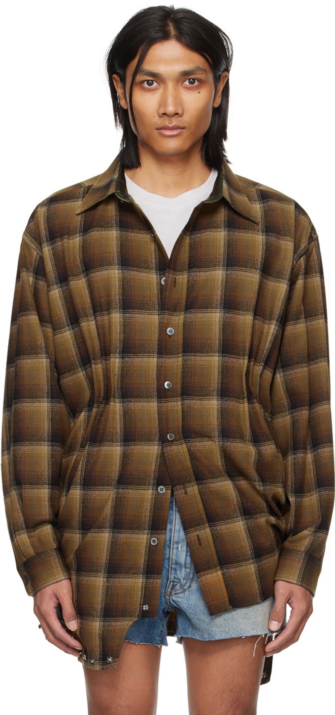 Paita Maison Margiela Asymmetric Shirt Ruskea | S50FP0028 S78040