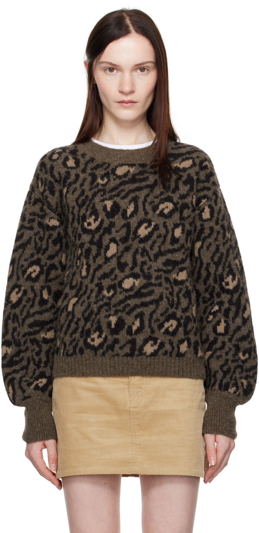 Villapaita A.P.C. Leopard Print Crewneck Knit Sweater Vihreä | WPAAO-F23337