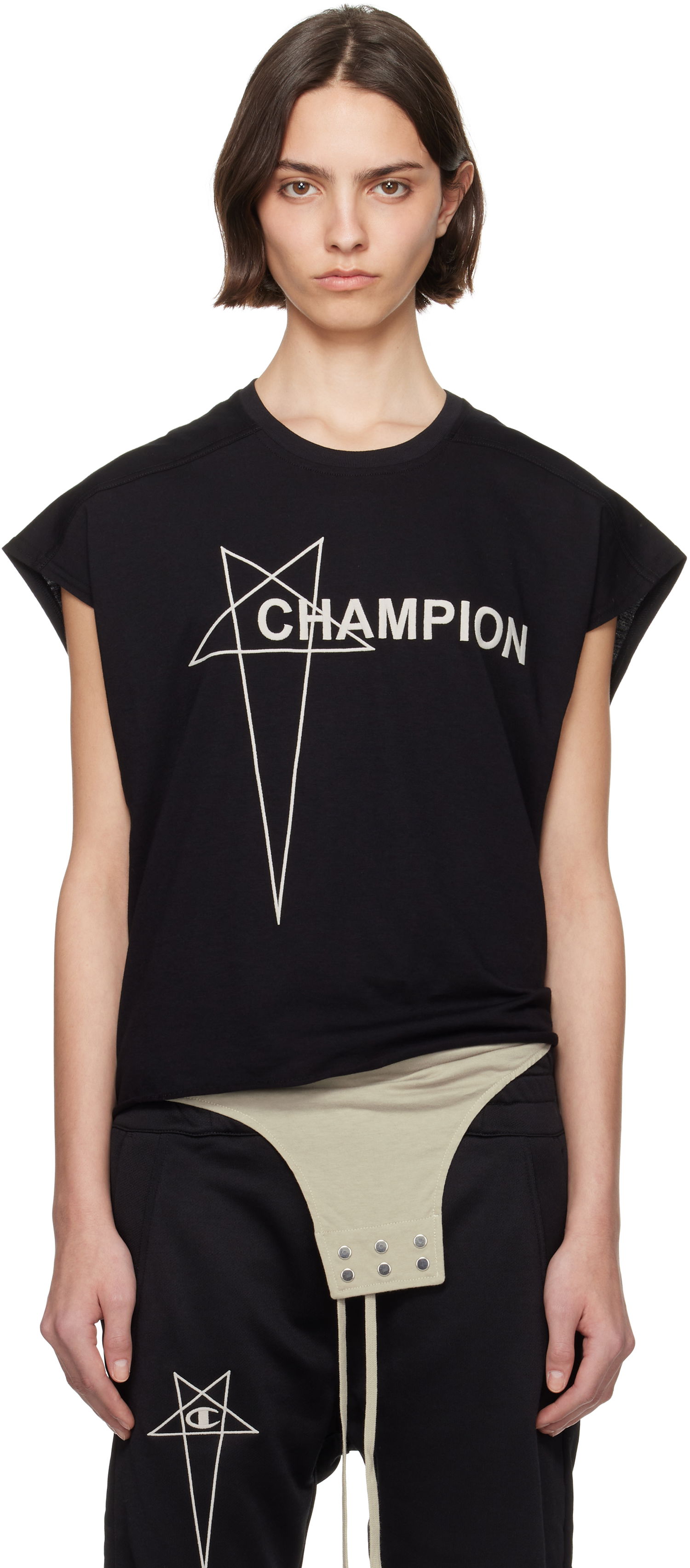 Tankkitoppi Rick Owens Rick Owens Champion Edition Micro Tatlin Tank Top Musta | CW01E1668 CHJG, 0