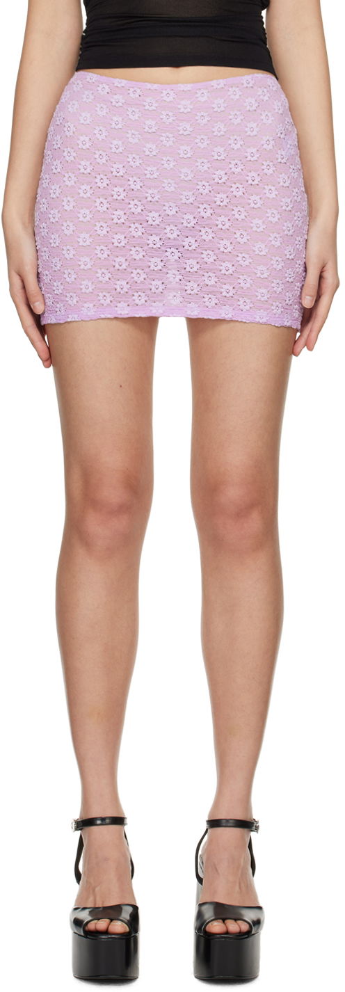 Hame BY FAR BY FAR Rubi Floral Crochet Miniskirt Violetti | 24CRRMSSKLLSTRL