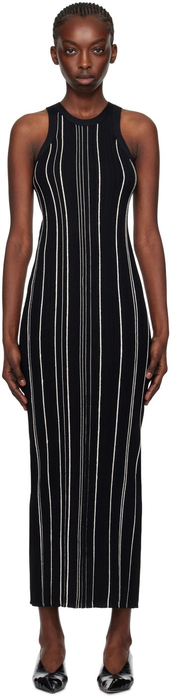 Mekko TOTEME TOTEME Braid Rib Tank Midi Dress Musta | 242-WRD2305-YA0044