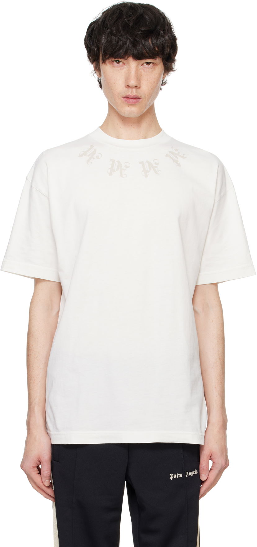 T-paita Palm Angels Statement Monogram Valkoinen | PMAA001F24JER0030320