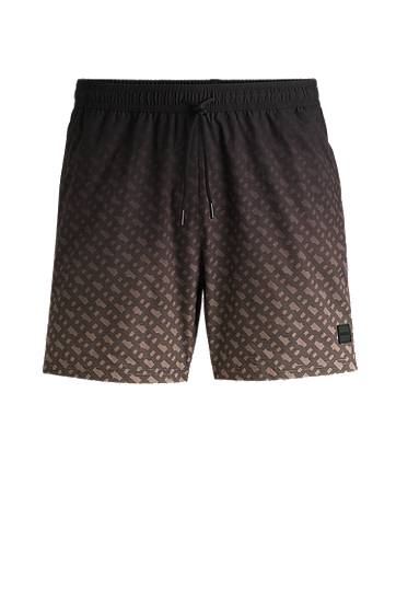 Uimapuvut BOSS Degradé Monogram Print Swim Shorts with Logo Badge Musta | 50534343
