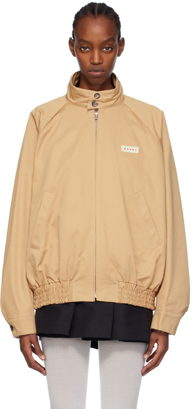 Bomber-takki Marni Patch Bomber Jacket Beige | JUMU0155UX UTC311