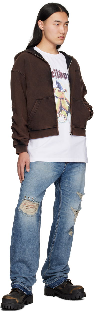 Huppari We11done We11done Wrinkled Zip-Up Hoodie Ruskea | WD-TJ0-25-830-U-BK, 3