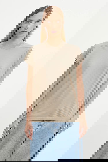 T-paita Rick Owens Rick Owens DRKSHDW Small Level T-Shirt Beige | DS02E7208.RN, 0