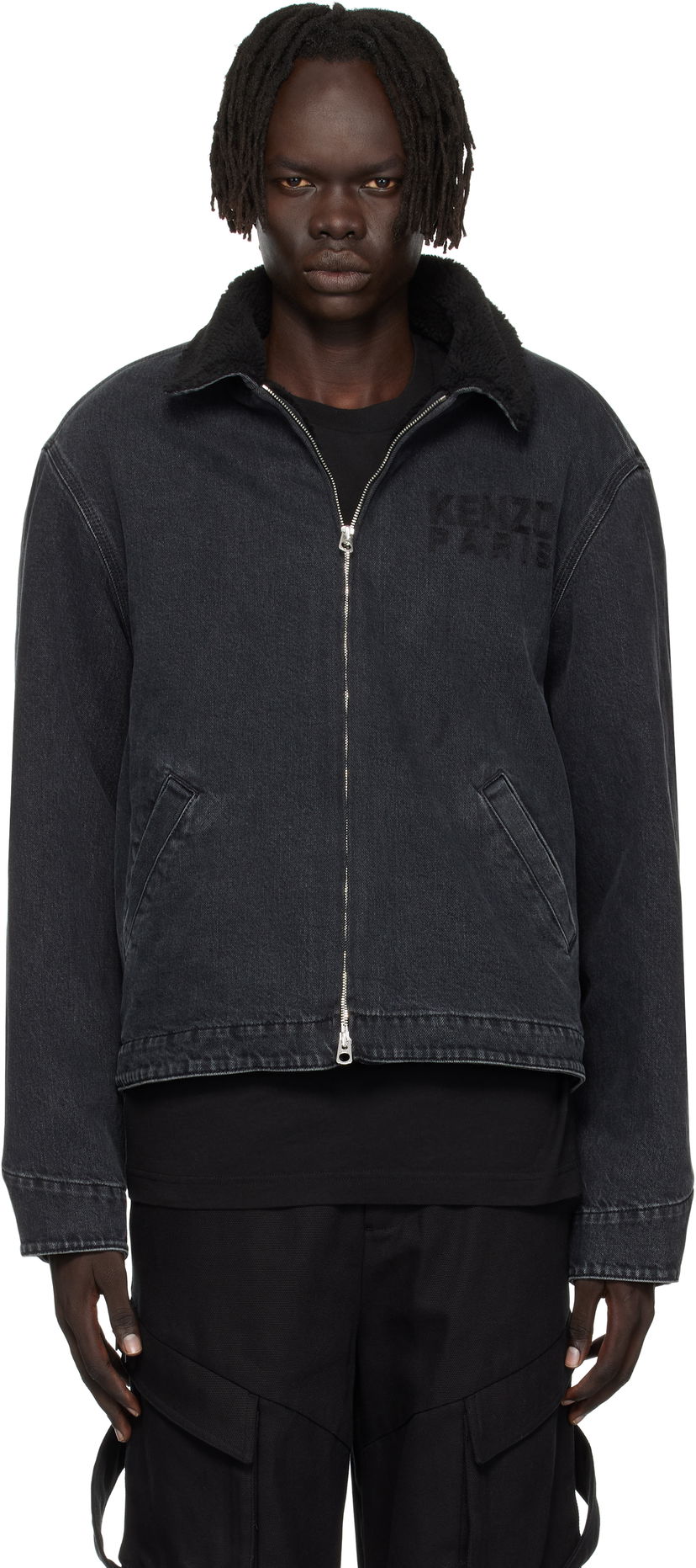 Takki KENZO Kenzo Paris 'KENZO Happy Tiger' Denim Utility Jacket Musta | FF65DB1056C4