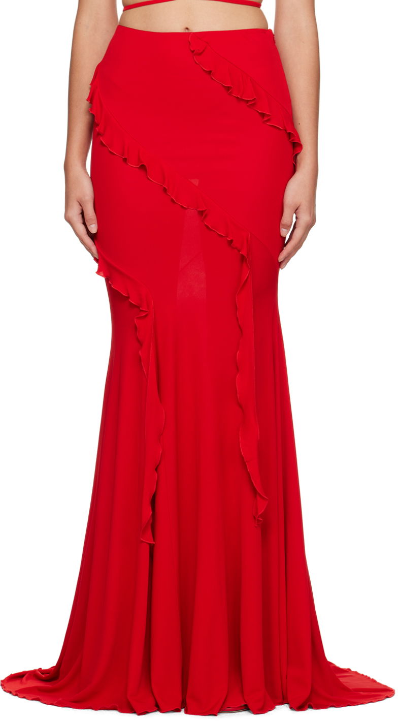 Hame Blumarine Blumarine Ruffled Maxi Skirt Punainen | P344G007A