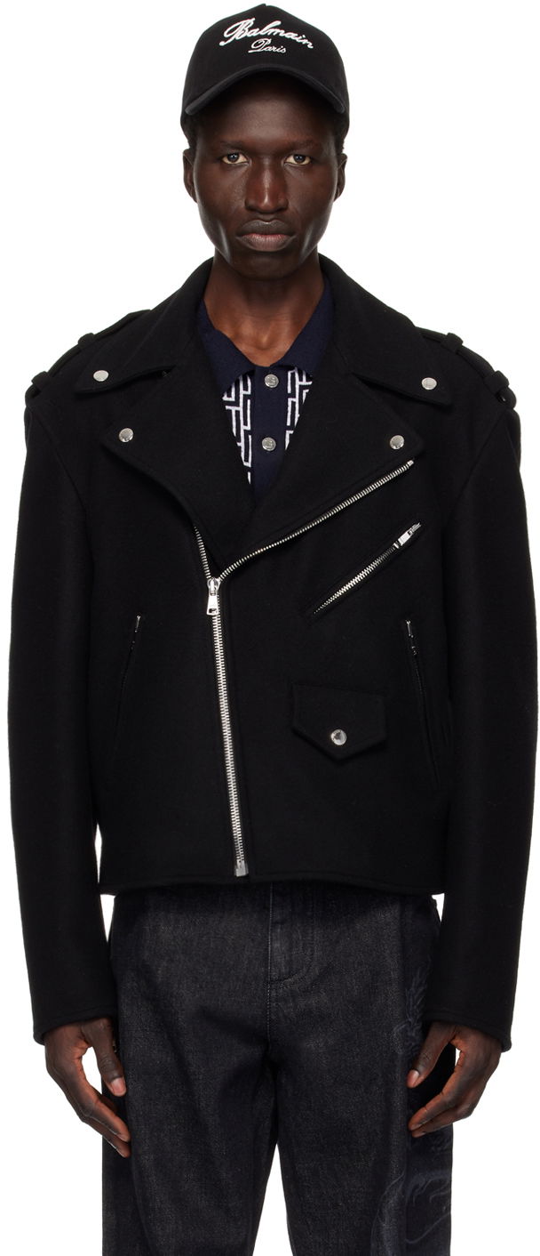Takki Balmain Black Biker Jacket Musta | DH1TD512WC68