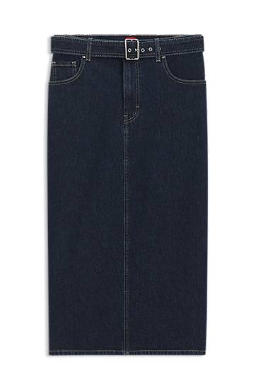 Hame BOSS Buckled Belt Midi Denim Skirt Sininen | 50541495