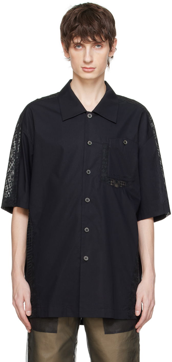 Paita Feng Chen Wang Feng Chen Wang Lace Overlay Shirt Musta | FUS17SR04