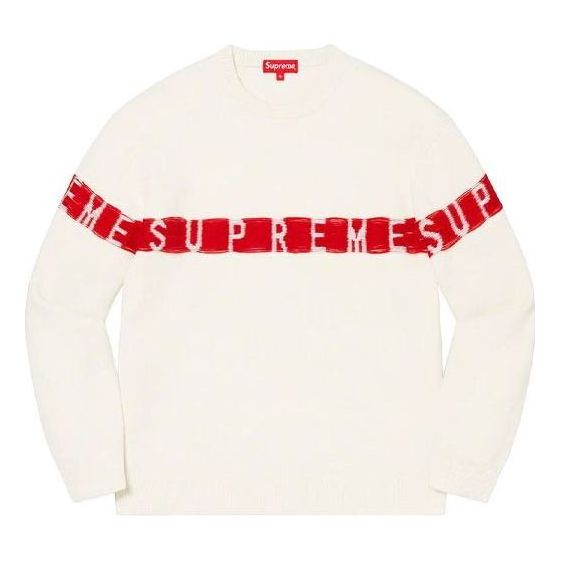 Villapaita Supreme Inside Out Logo Knit Sweater Valkoinen | SUP-SS21-580