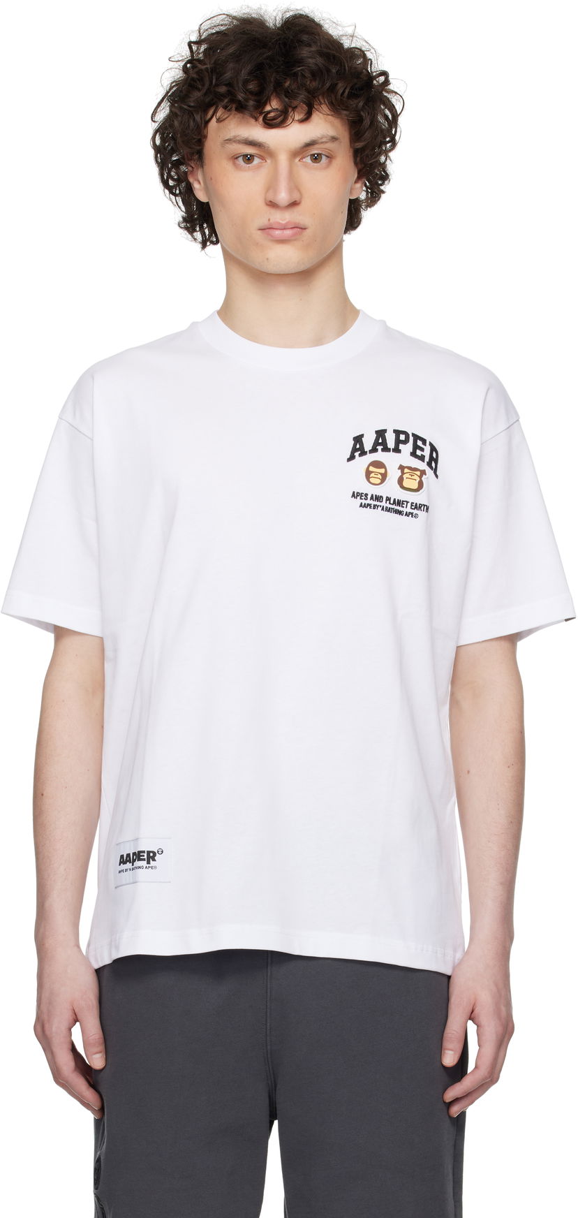 T-paita AAPE by A Bathing Ape AAPE By A Bathing Ape 'AAPER' Logo Short Sleeve T-Shirt Valkoinen | AAPTEM1611XXNWHX
