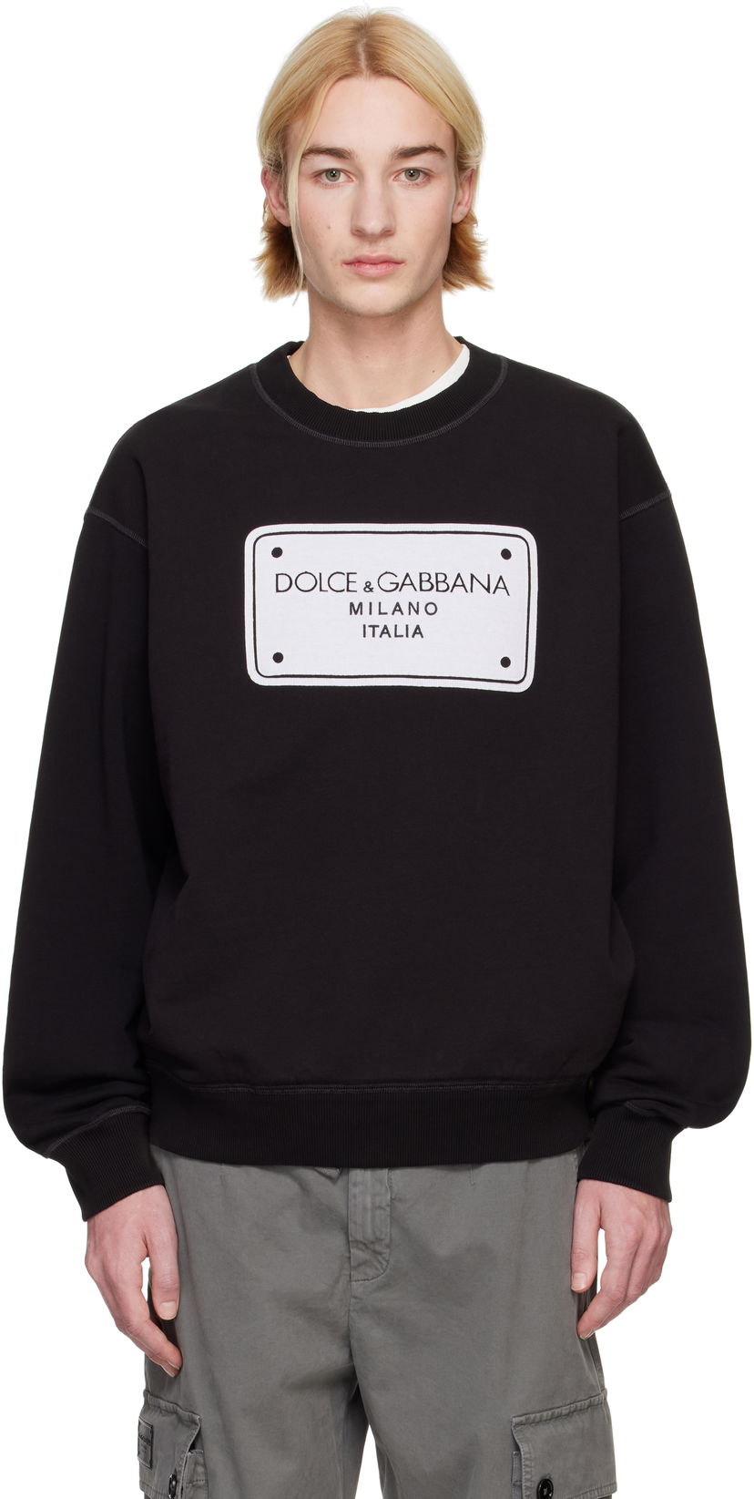 Villapaita Dolce & Gabbana Dolce&Gabbana Patch Sweatshirt Musta | G9AHSZG7NRT