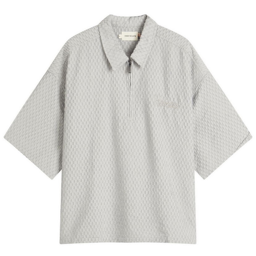 Poolopaita Honor The Gift Honor The Gift Textured Knit Zip Polo Harmaa | HTG250133-GRY