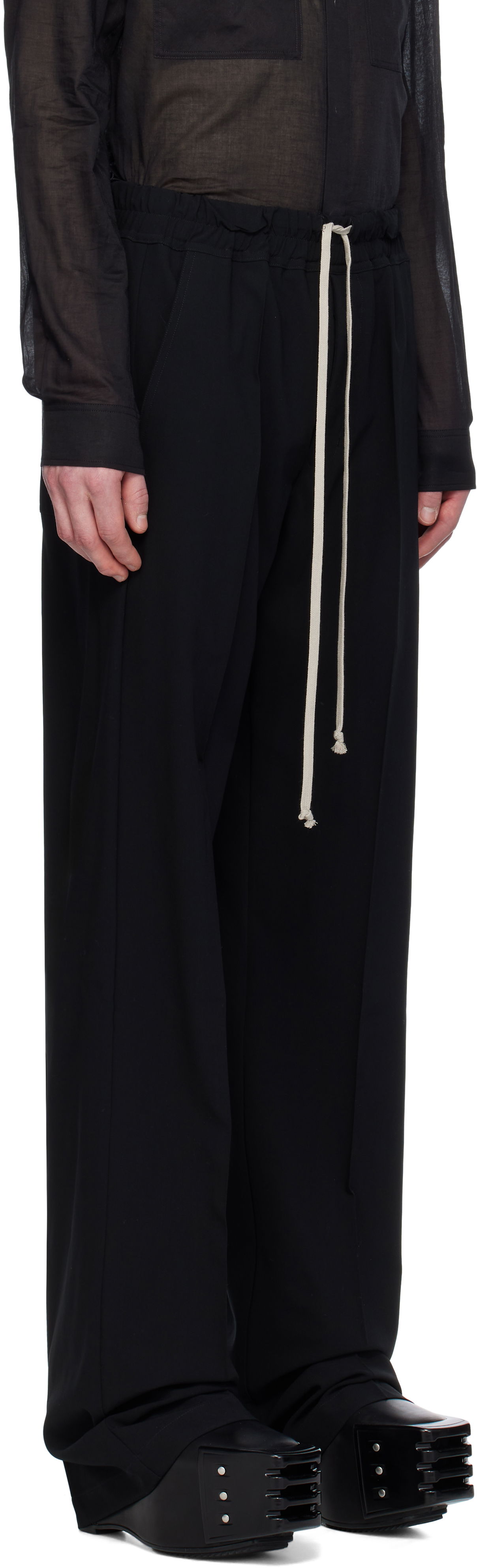 Housut Rick Owens Rick Owens Hollywood Dietrich Drawstring Trousers Musta | RU01E5378 WLP, 1