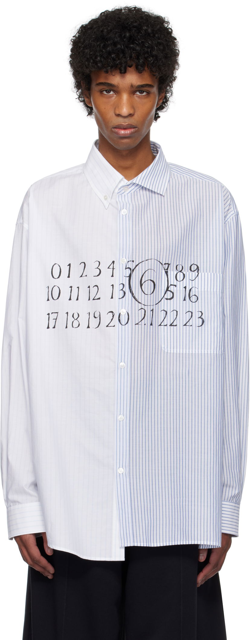 Paita Maison Margiela MM6 Maison Margiela Numeric Print Asymmetric Shirt Valkoinen | SH0DT0025 MTN043