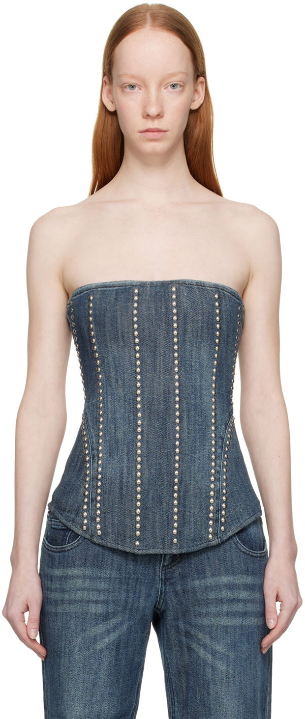 Tankkitoppi Miaou Miaou Libra Denim Corset Sininen | 7063SD2DUR
