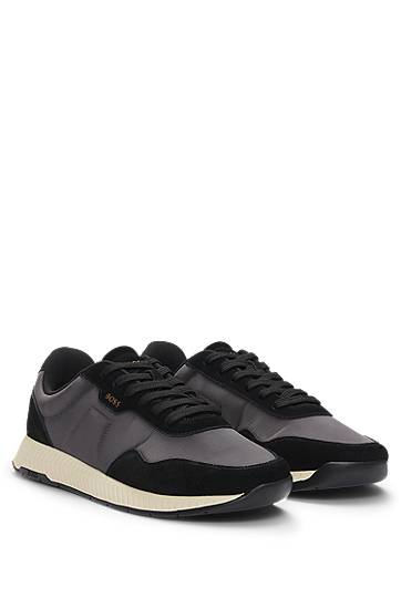 Vaatteet BOSS Mixed-Material with Suede Trims Harmaa | 50536469