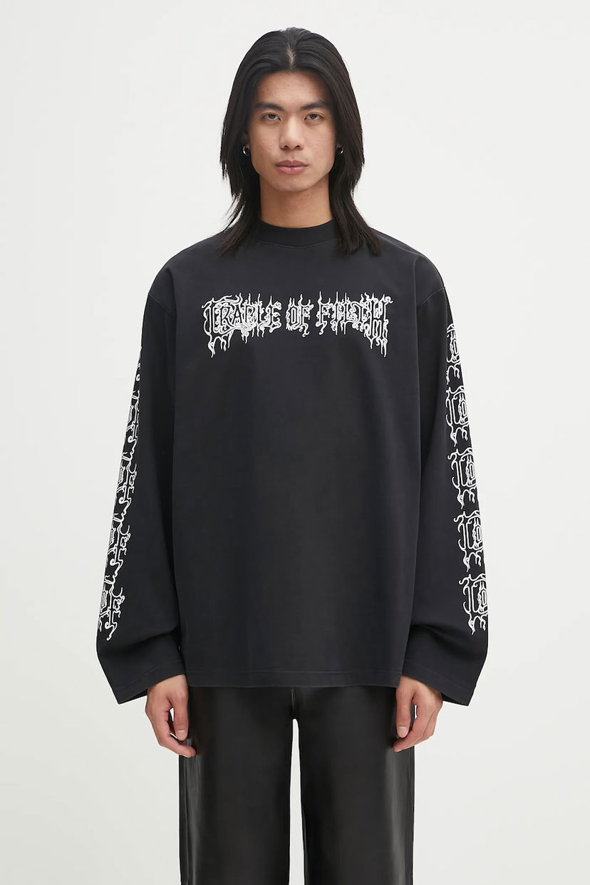T-paita VETEMENTS VETEMENTS Cof Logo Long Sleeve T-Shirt Musta | UCF76LS100B