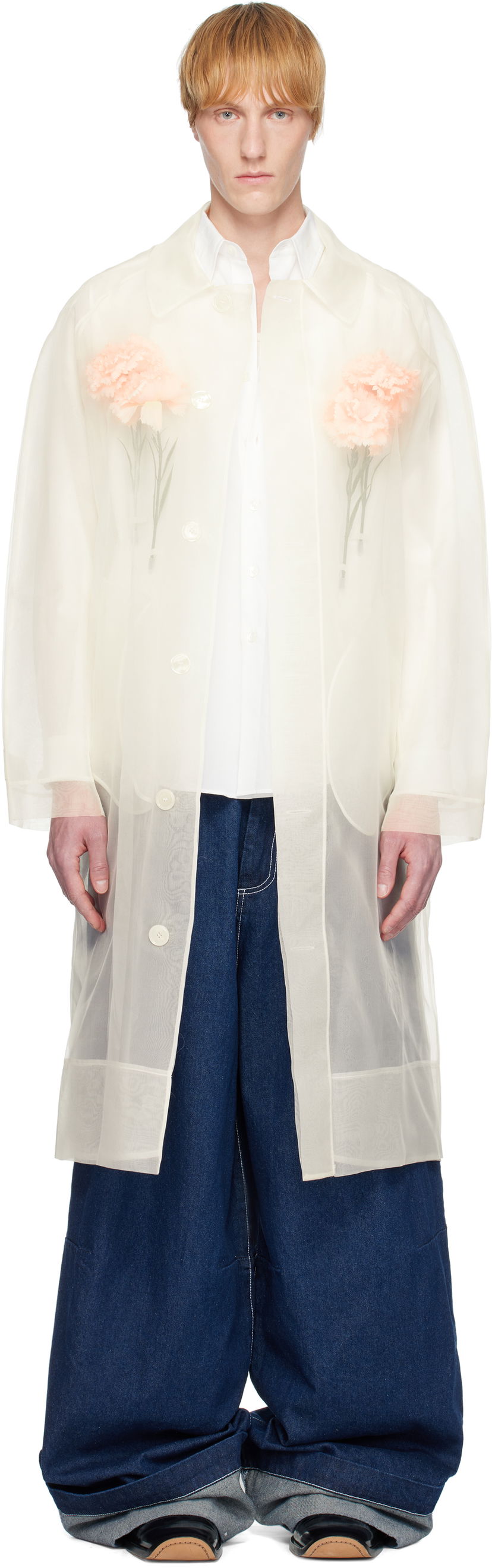 Takit Simone Rocha Simone Rocha Carnation Car Coat Valkoinen | 2068 0360