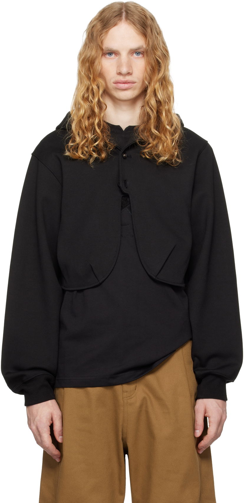 Huppari ADER ERROR Cropped Hoodie Musta | BN01FWHD0401BK