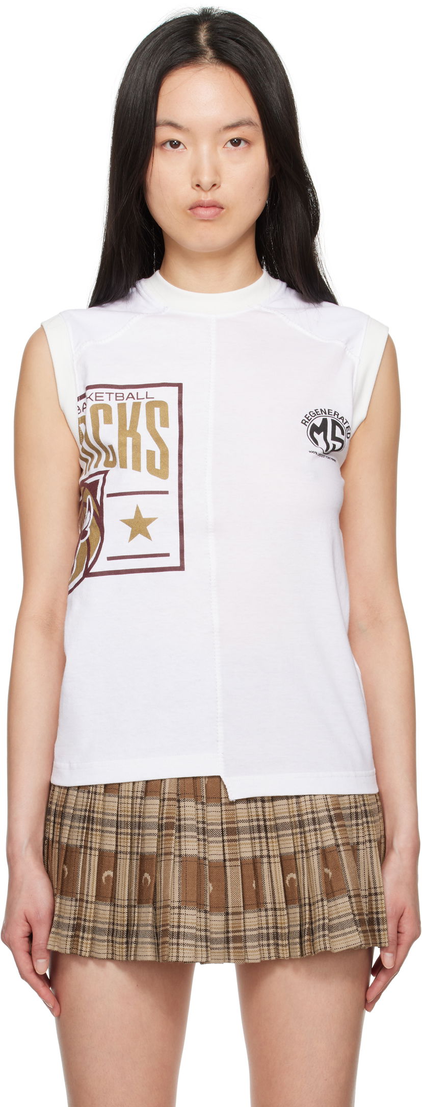 Tankkitoppi Marine Serre Marine Serre Graphic Print Tank Top Valkoinen | MTT090A UJER0003