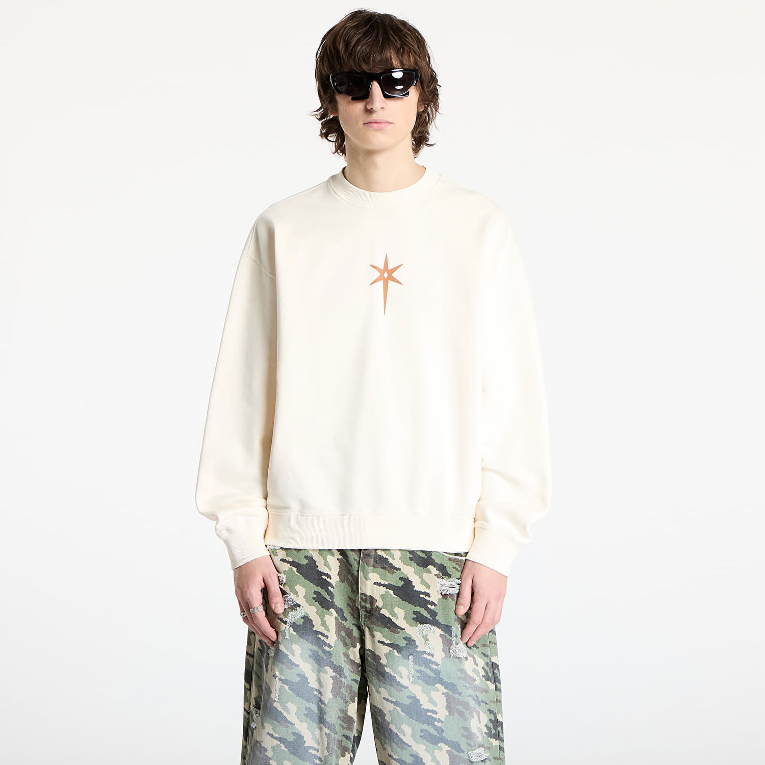 Huppari Marcelo Burlon Marcelo Burlon County Goth Boxy Crewneck Sweatshirt Beige | CMBA09CS25FLE0026F60, 0