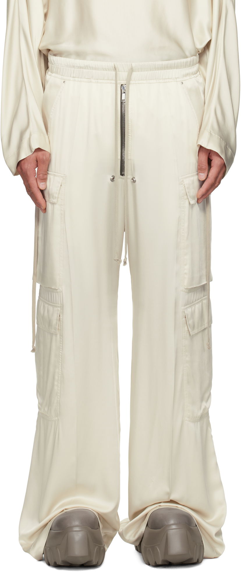 Cargo housut Rick Owens Rick Owens Hollywood Cargobelas Silk Cargo Pants Beige | RR01E5339 SCH