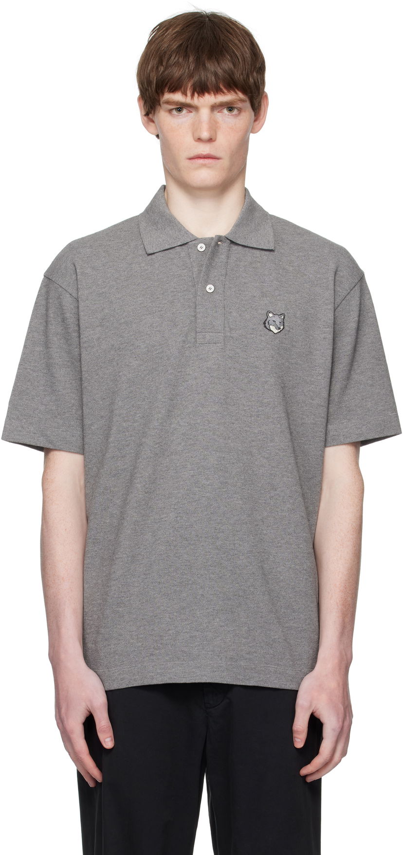 Poolopaita MAISON KITSUNÉ Maison Kitsuné Fox Head Patch Polo Harmaa | PM00210KP0001