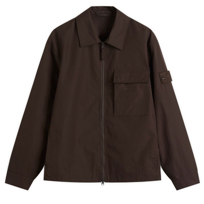 Takki Stone Island Weatherproof Canvas Shirt Jacket, Size Large Ruskea | K2S151200018-V0070