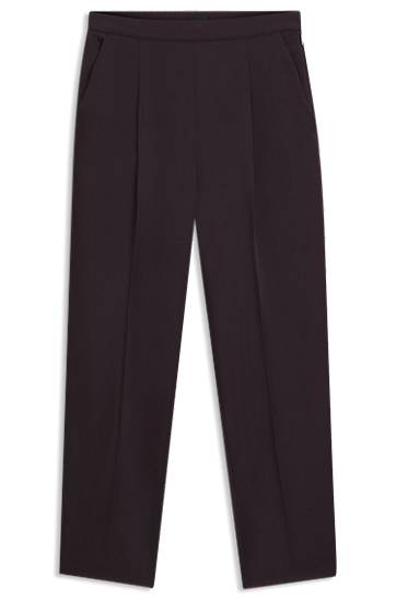 Housut BOSS Regular-fit Pleated Trousers with Tapered Leg Musta | 50548218