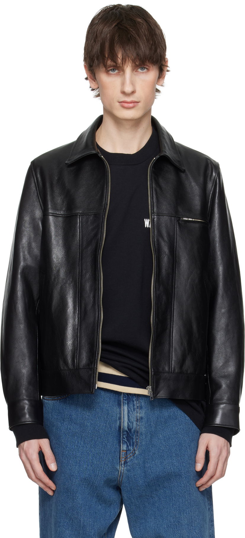 Takki WACKO MARIA WACKO MARIA Grained Leather Jacket Musta | 25SS-WMO-BL01