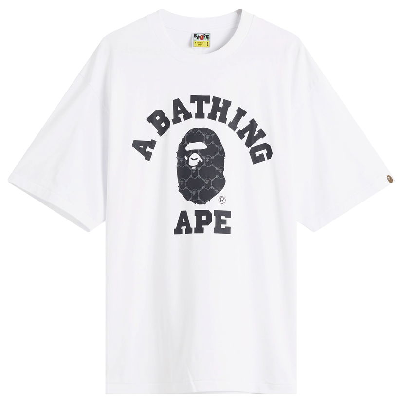 T-paita BAPE Relaxed Fit Collegeonogram T-Shirt, Size Large Valkoinen | 001TEL301322M-WHT