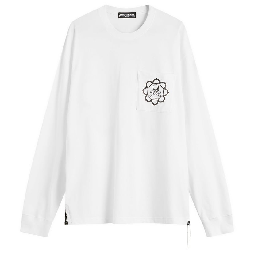 T-paita Mastermind WORLD Skull Emblem Pocket Long Sleeve T-Shirt Valkoinen | MW25S15-TS066-011