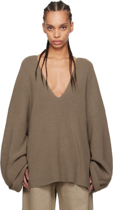 Villapaita Entire Studios Entire Studios Dormer V-Neck Balloon-Sleeve Sweater Ruskea | ES2715DT, 0