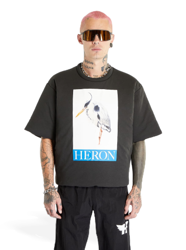 T-paita HERON PRESTON Heron Bird Painted Padded Tee Musta | HMAA033F23JER0011046