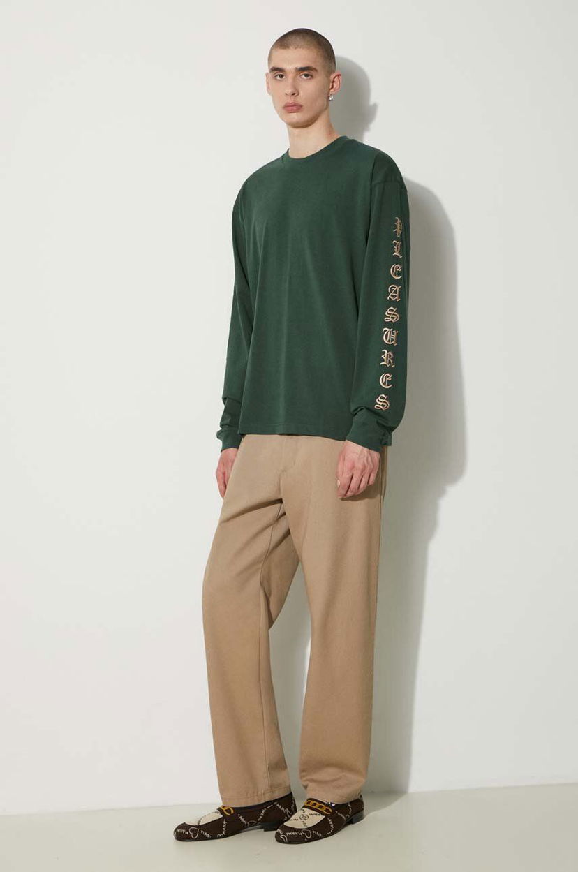 T-paita Pleasures PLEASURES Oe Long Sleeve T-Shirt Vihreä | P24SU008.GREEN