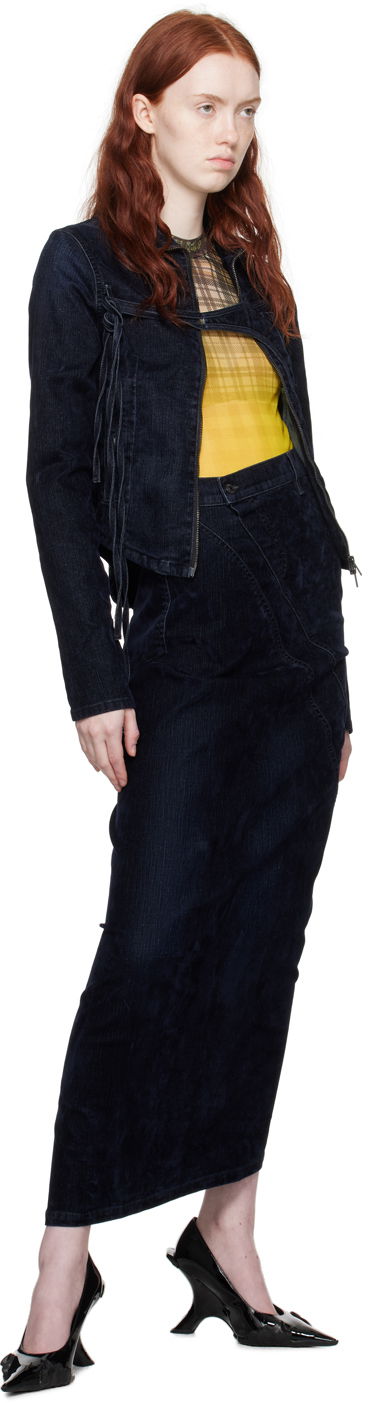 Takki Ottolinger Ottolinger Fitted Denim Jacket Tummansininen | 1703310, 3