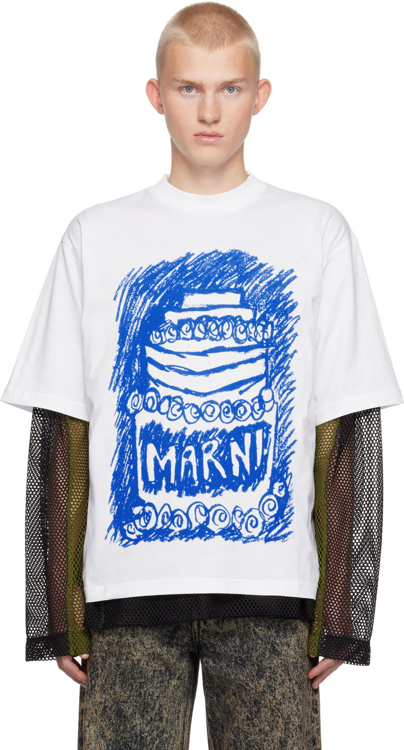T-paita Marni Print T-shirt Valkoinen | HUMU0223PW USCX12