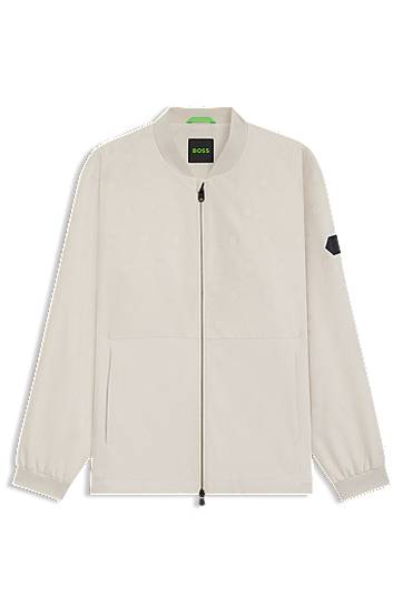 Bomber-takki BOSS Water-repellent Bomber Jacket with Monogram Jacquard Beige | 50547181