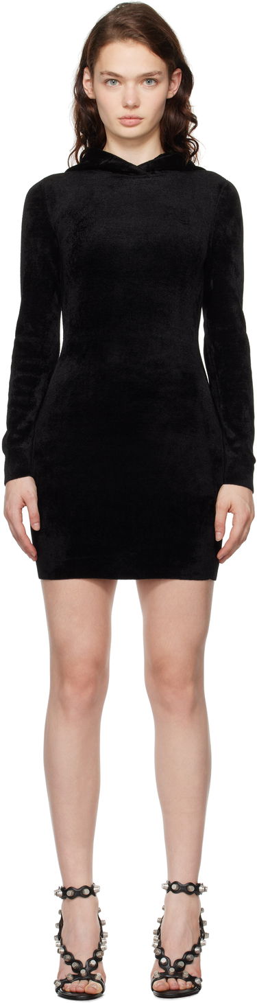 Mekko Alexander Wang Alexander Wang.t Embossed Logo Hoodie Minidress Musta | 4KC4243014, 0
