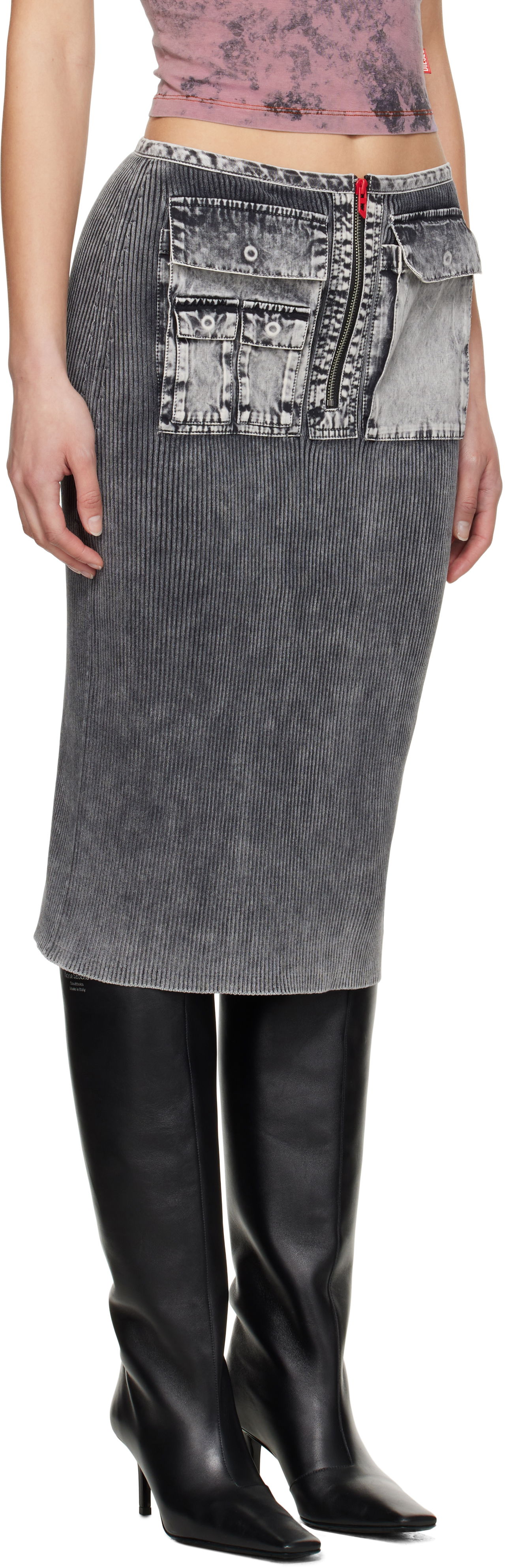 Hame Diesel Diesel M-Meryn Midi Skirt Harmaa | A17470 0QMAN, 1