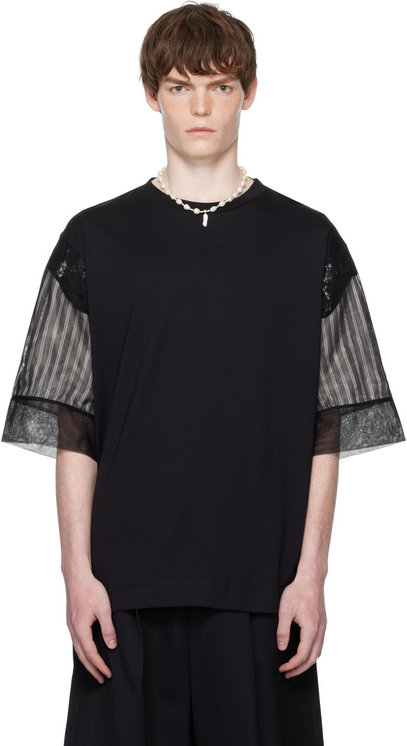 T-paita Simone Rocha Simone Rocha Trapped Lace Patchwork T-shirt Musta | 5354 0553