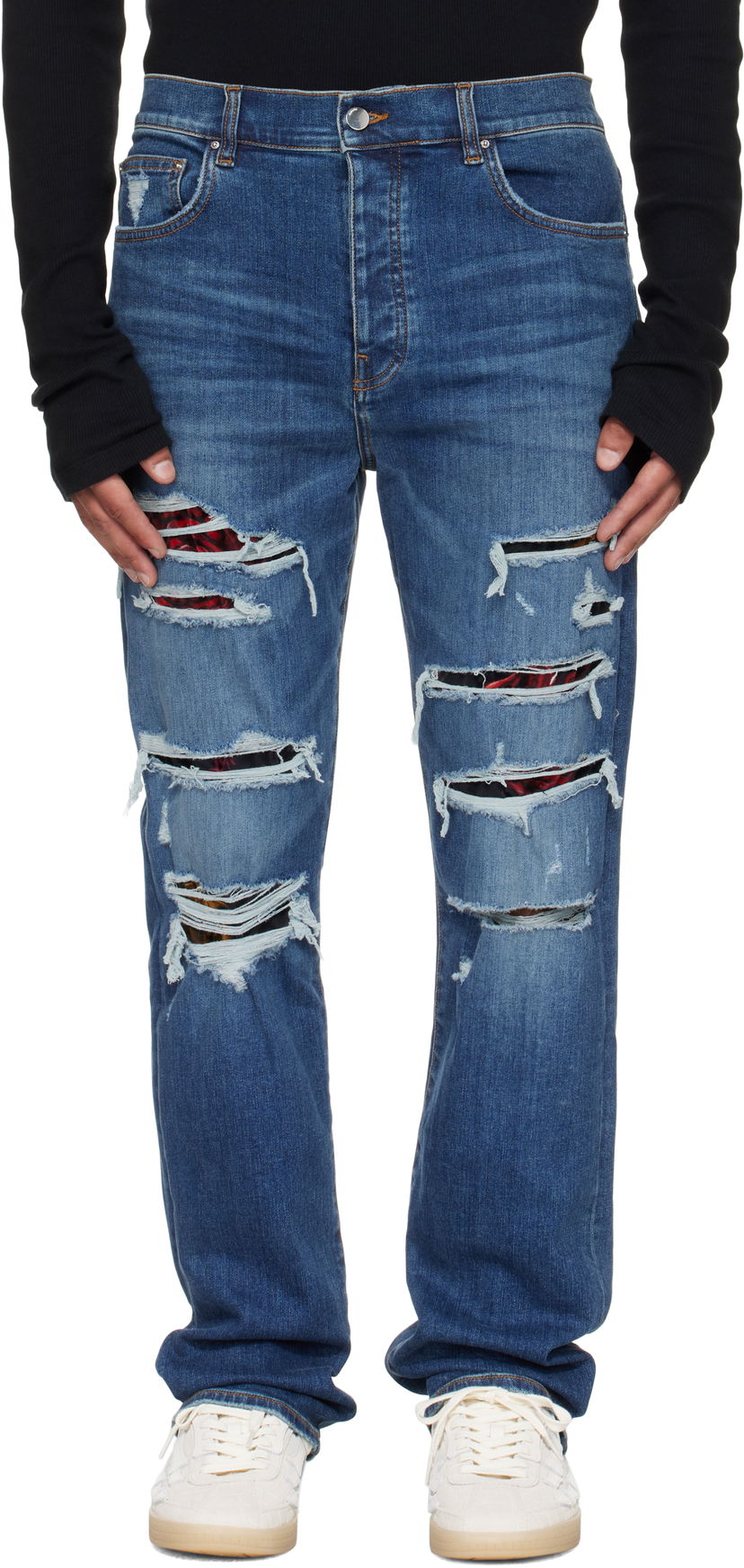 Jeans AMIRI AMIRI Slim Thrasher Jeans with Floral Velvet Sininen | AMDNSM1022