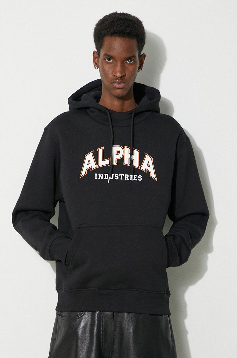 Huppari Alpha Industries Hoodie With Print Musta | 146331