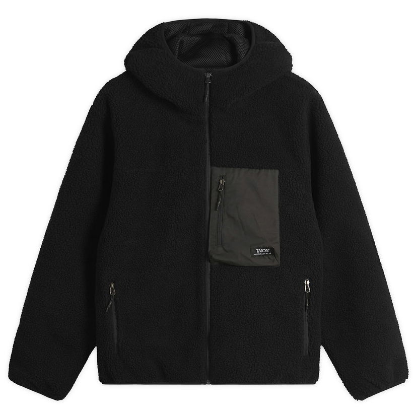 Takki TAION Mountain Boa Hooded Fleece Jacket Musta | TAION-106NDMBMT-BKBK