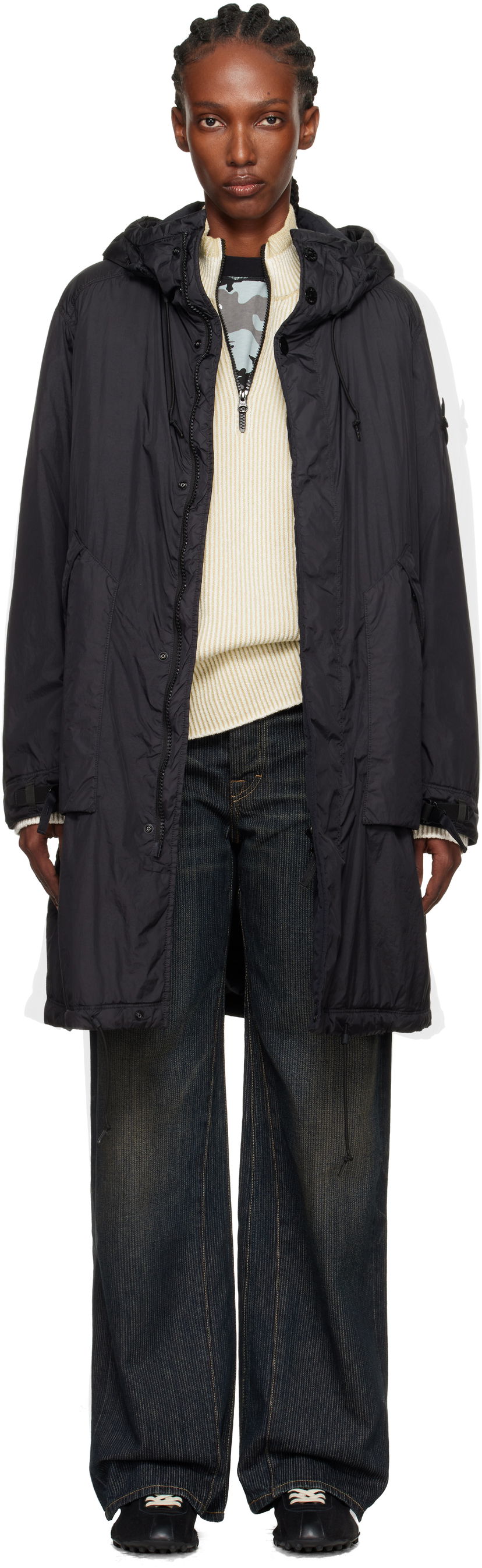 Takit Stone Island Crinkled Reps NY Coat Musta | K2S15 7100003 S0A23