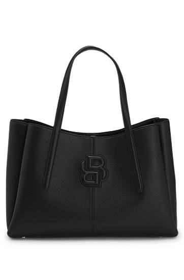 Kangaskassi BOSS Grained Faux-Leather Tote Bag with Double B Monogram Musta | 50535938
