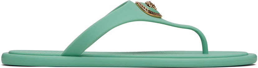 Asusteet Versace Versace Alia Rubber Flat Sandals Vihreä | 1016248_1A10983